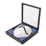 Блюдо подарочное; D = 20 см; посеребренный металл, дерево; лазерная гравировка